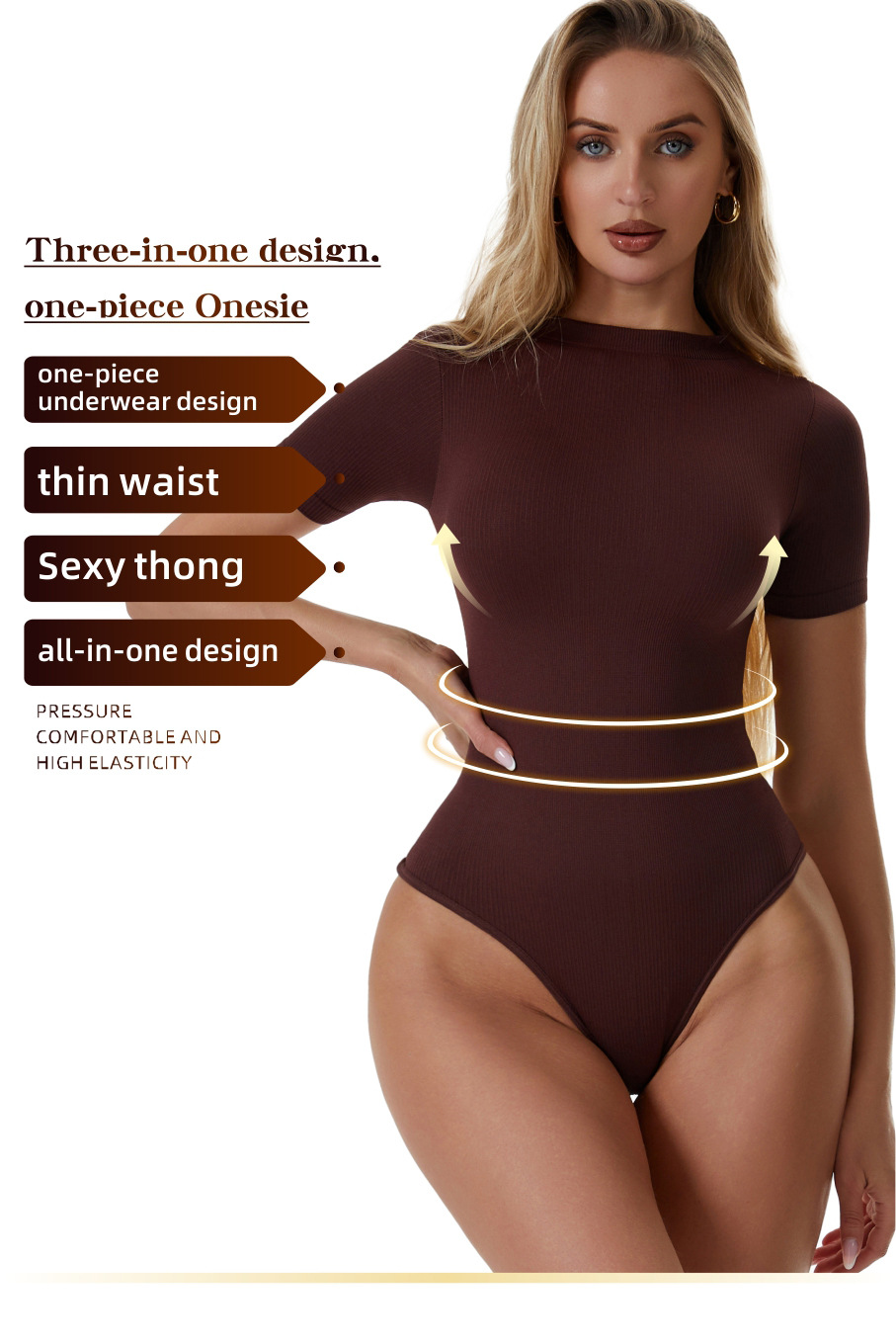 Plus-size Seamless Nylon Yoga-style Shapewear Bodysuit Button Detail Tummy-control Waist-slimming Body-forming Top Short Sleeves