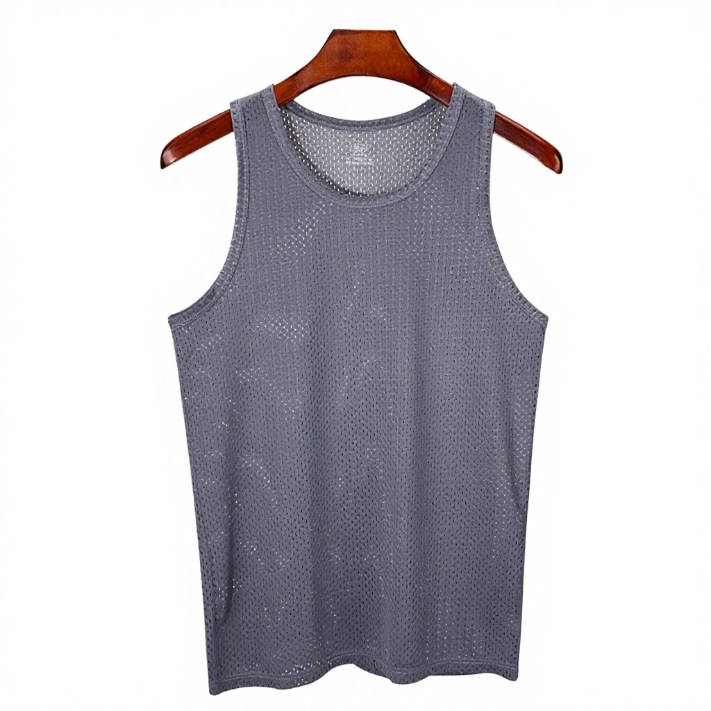 Ice Silk Men's Tank Top Summer Thin Mesh Knitted Sports Fitness Quick-Drying Casual Solid Sleeveless Undershirt Slim-Fit