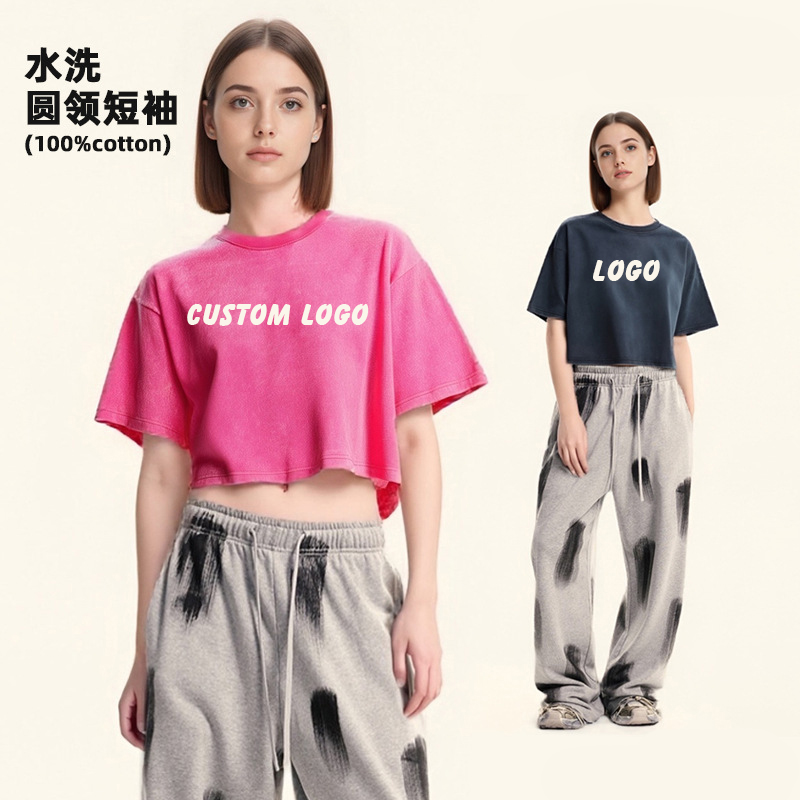 Girls Crop Top T-shirt Model Back