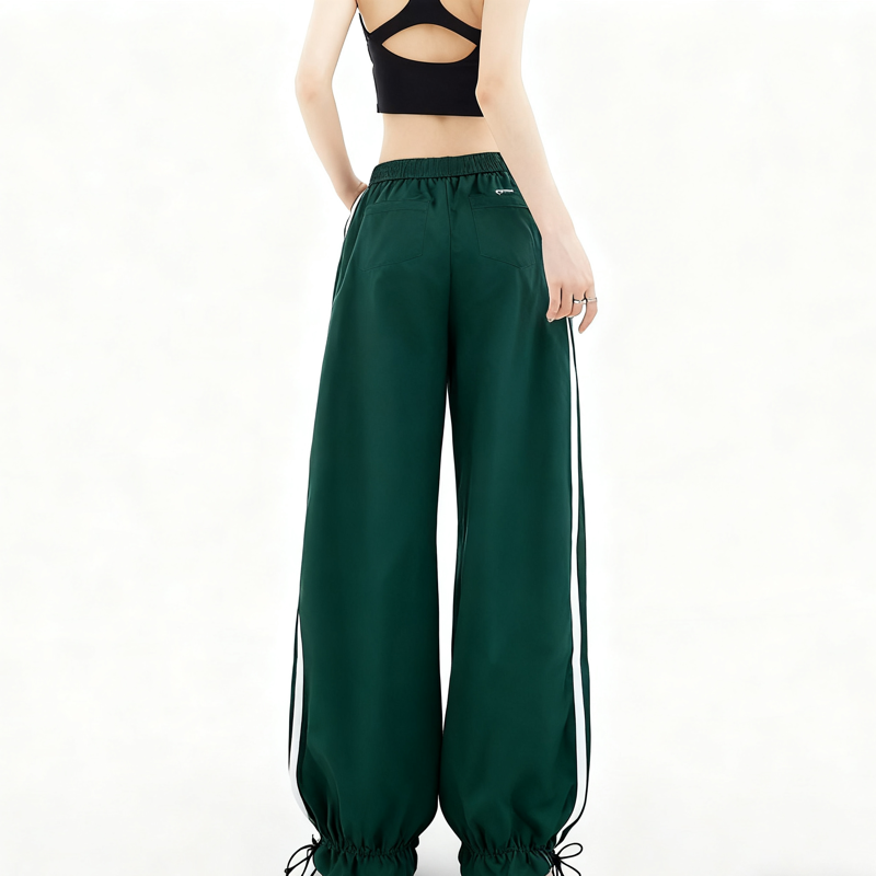 High Quality Custom Nylon Track Pants Womens Baggy Striped Nylon Pants Nylon Casual Sweatpants For Women