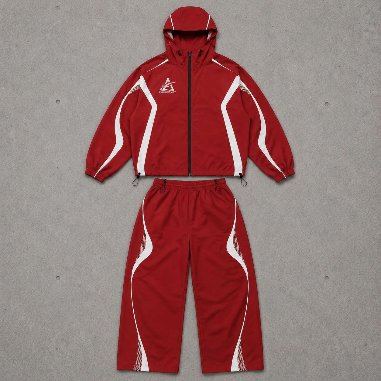 100GSM Nylon Twill Windproof Color Block Panel Splicing Adjustable Drawstring Hood Streetwear Men Tracksuit Styling Scene
