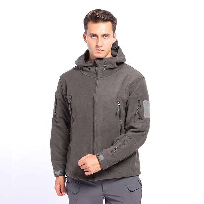 Men's Hooded Zip up Heavy Winter Fleece Jacket Warm Jacket Windproof Outdoor Sports Microfleece Polar Coral Fleece Jacket