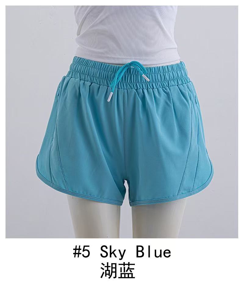Lcool Wholesale Women Sports Biker Shorts Solid Soft Double Layer Friendly Quick Drying Running Fitness Yoga Shorts With Pocket