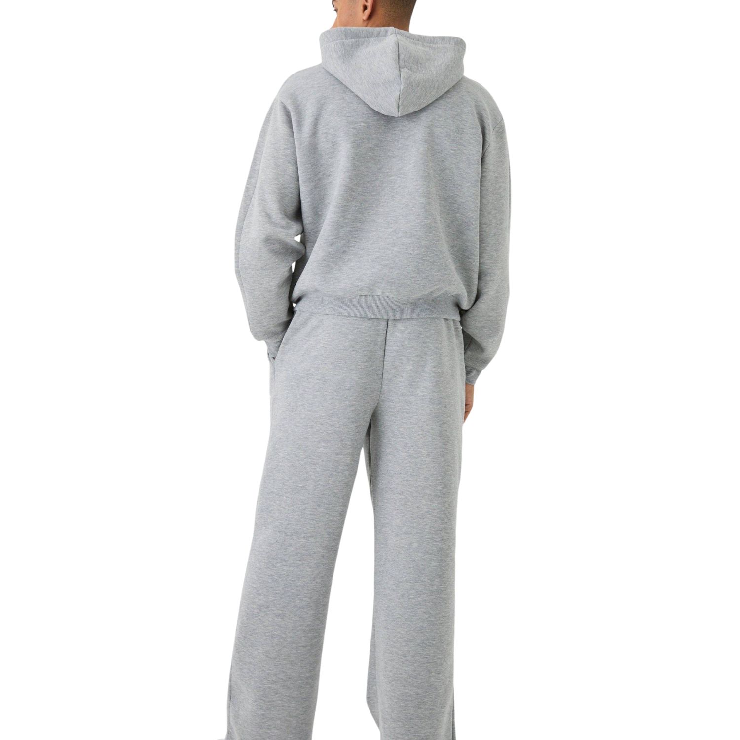 Customized Breathable Winter Plus Size Solid Mens Stacked Tracksuit Streetwear Sweatsuit Two Piece Flare Jogger Pants Baggy Set