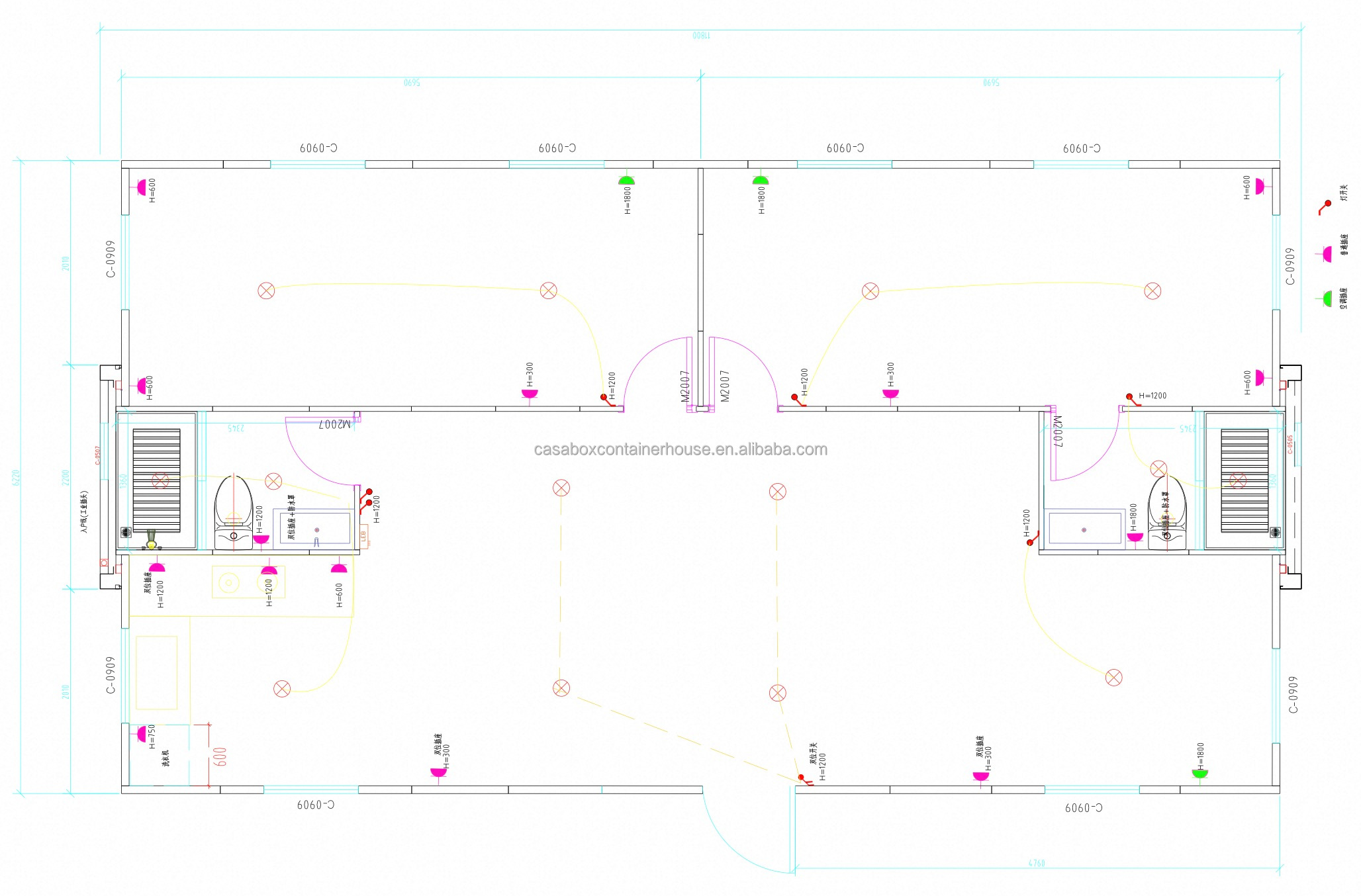 40-foot double wings layout