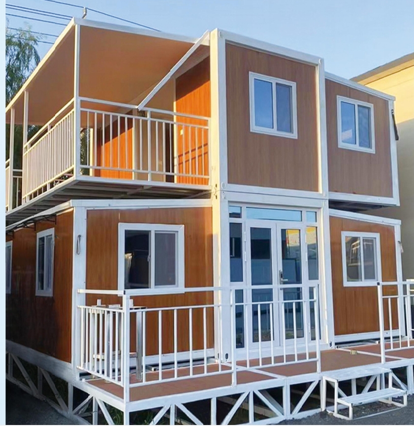 20FT 40FT Expandable Container House 2-3 Bedroom Prefab Modular Steel Home with Double Wing Design for Villa Hotel Glamping