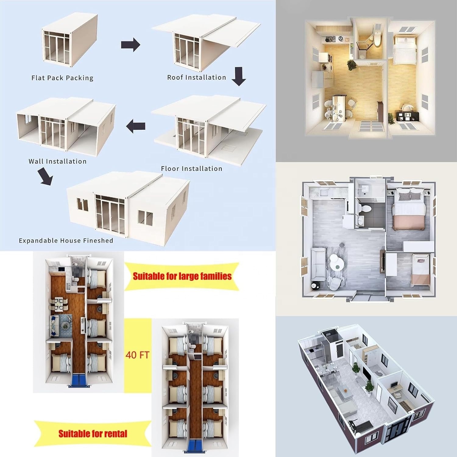 Atlas Quick Assembly 20FT Tiny Home for Sale Prefab, Expandable Modern Container House with 2 Bedrooms, Kitchen &amp; Bathroom