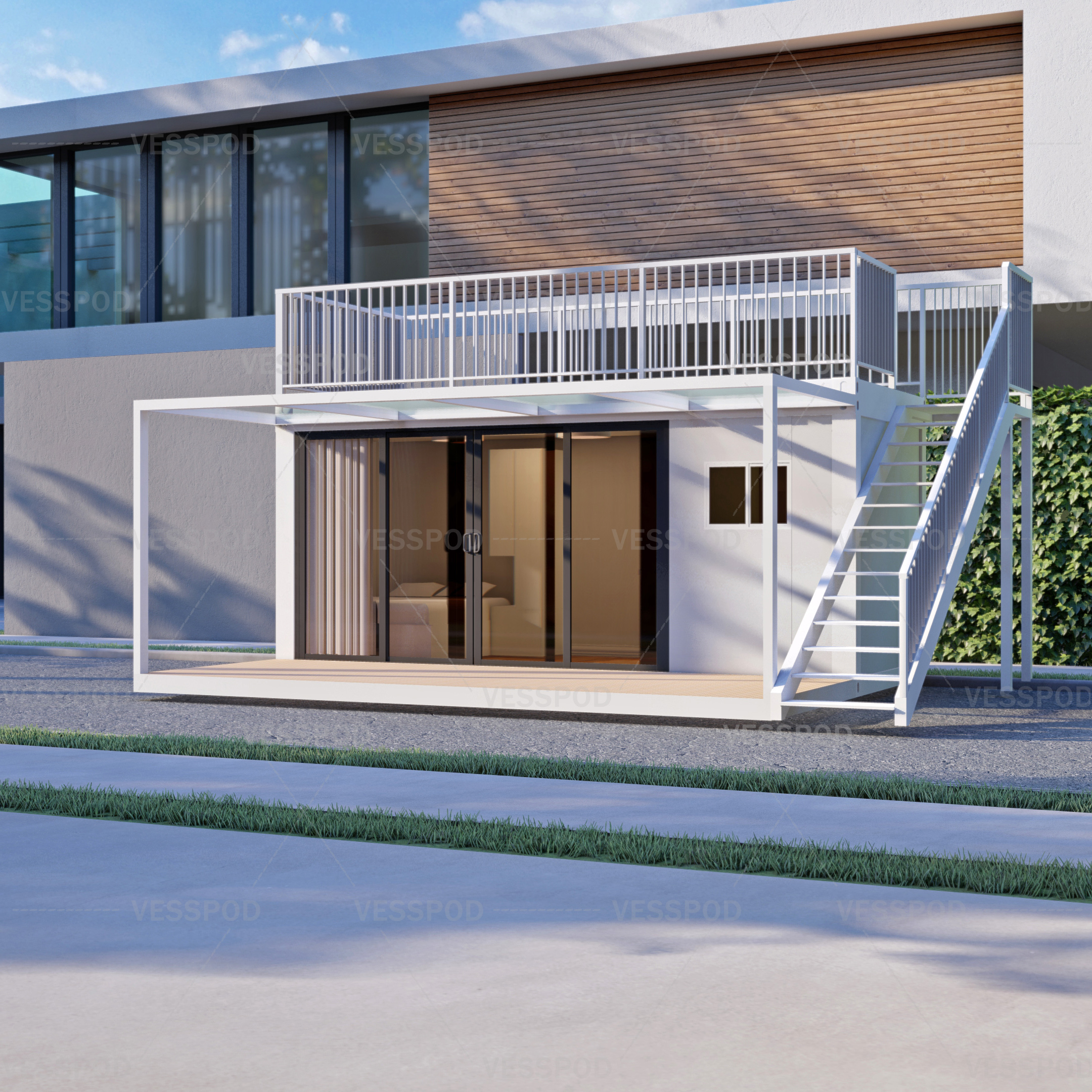 2-Story Fast-Assembled Steel Prefabricated Office Container House Expandable and Made of Sandwich Panel for Villa Building