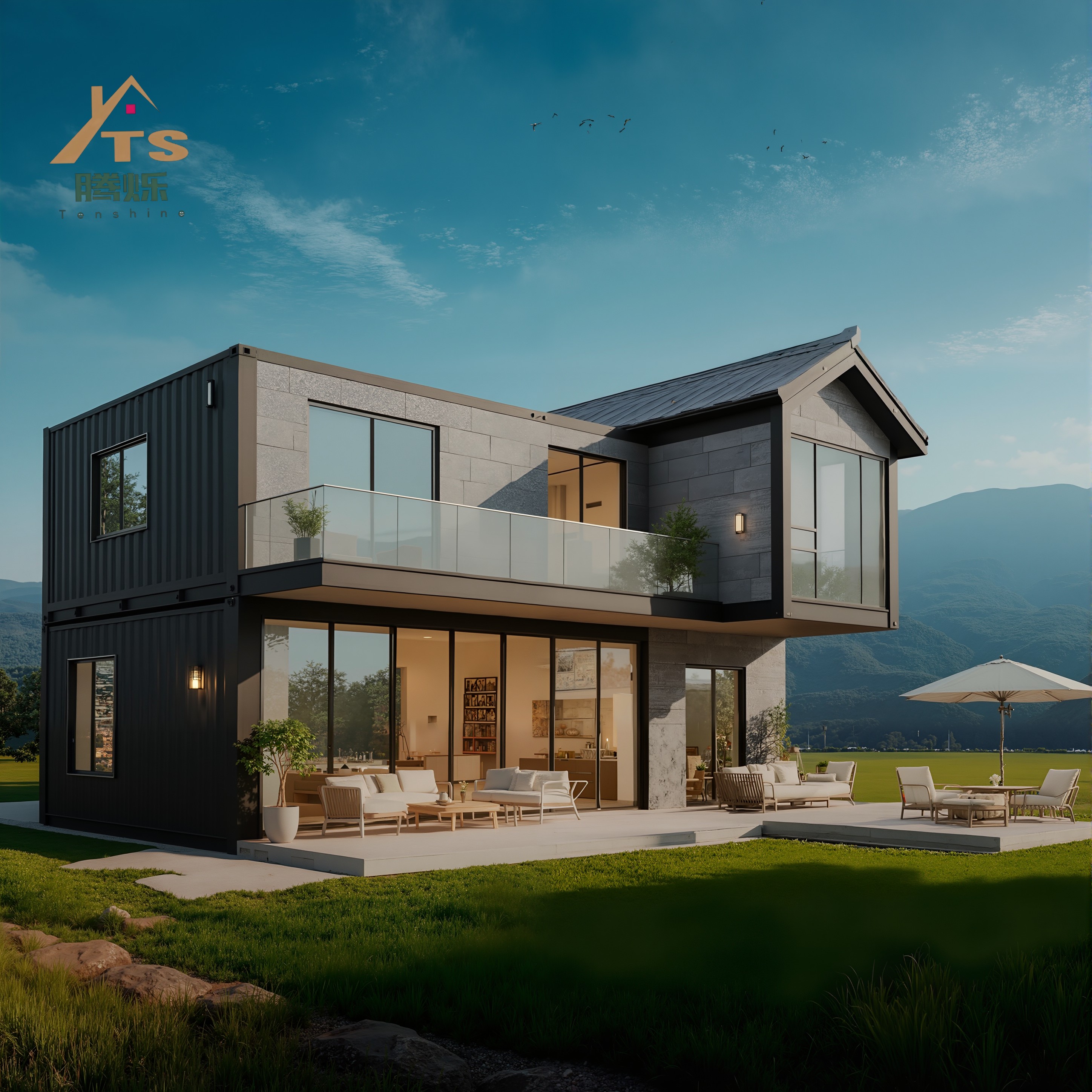 Contemporary Design Folding Villa Prefabricated Tiny House Finished Container Home with Sandwich Panel in Steel Wood for Hotels
