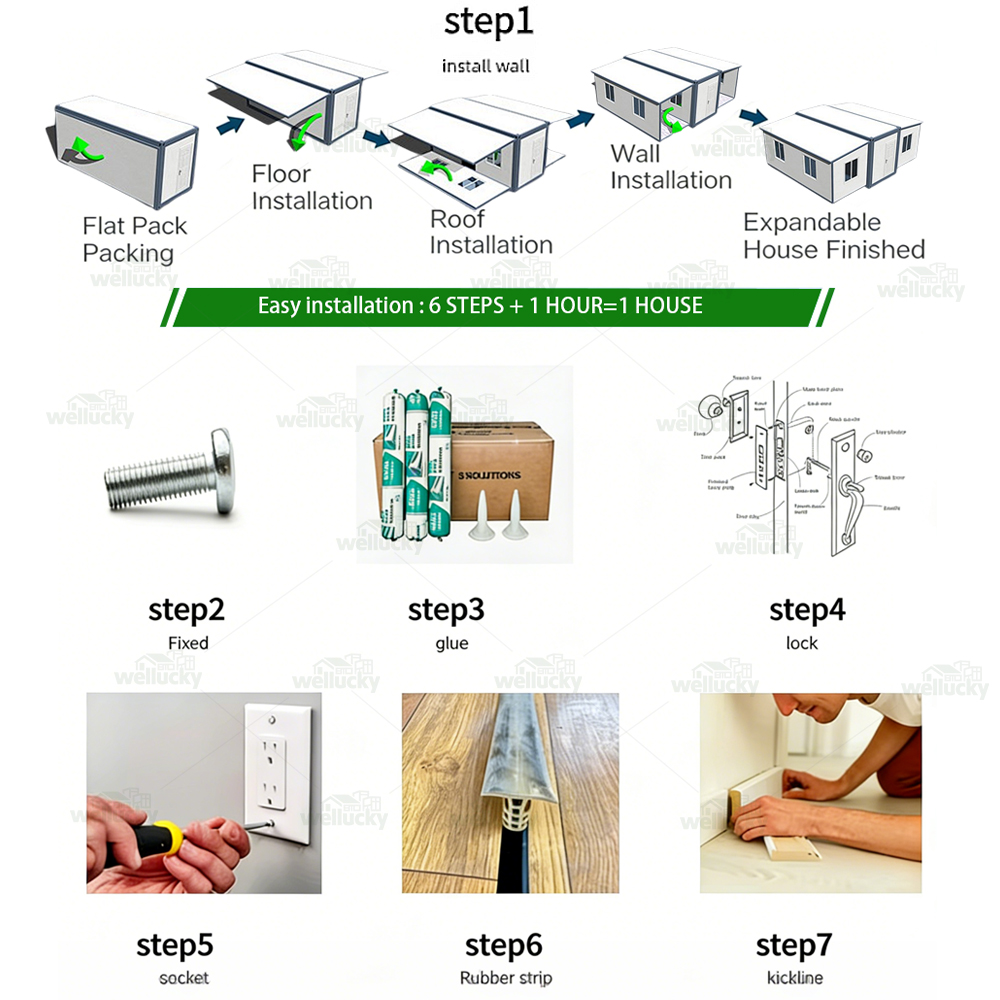 Prefabricated Mobile Housing Unit for Camps Workspace Temporary Accommodation Fold Out Container Home Expandable Container House