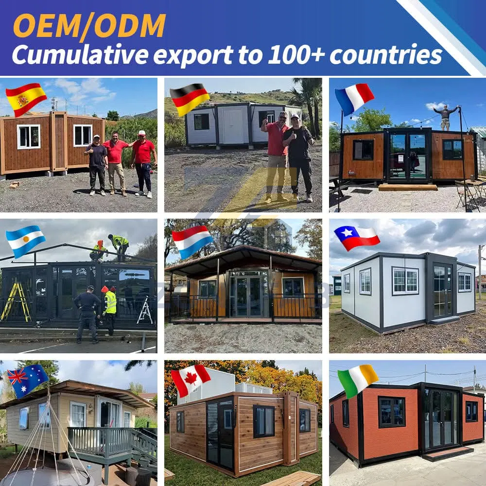 Steel Tiny Portable Two Wing Expandable Prefab Prefabricated Container House Home Construction Seaside Beach Resort Vacation Campsite Camp Project