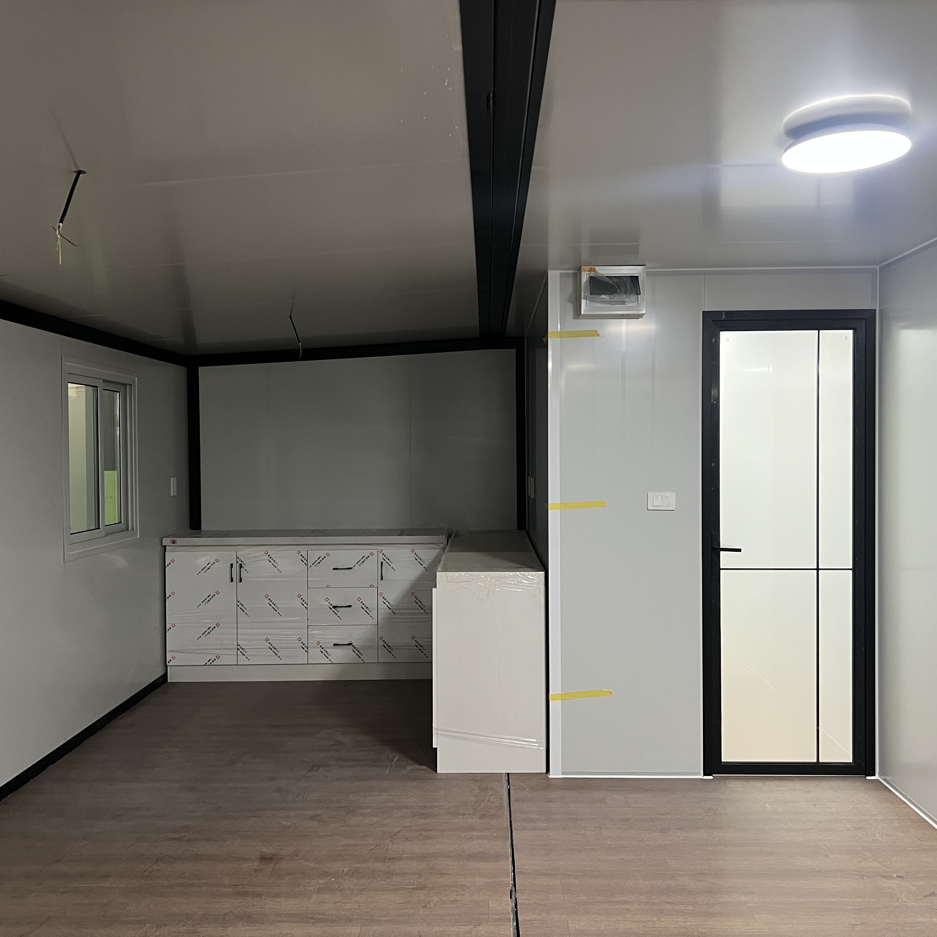 Expandable container house interior bathroom