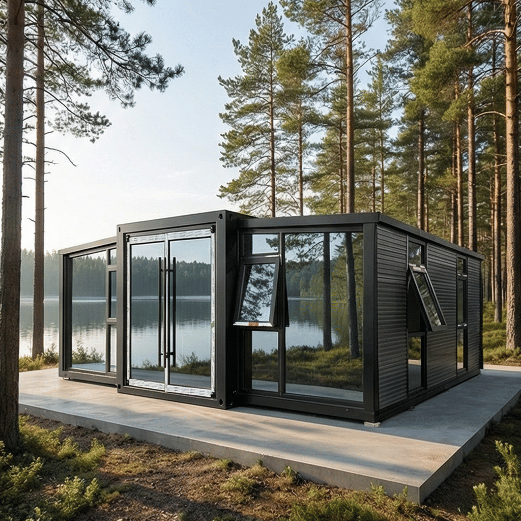 Expandable Dual-Wing Community Classroom for Temporary Education and Training Centers.