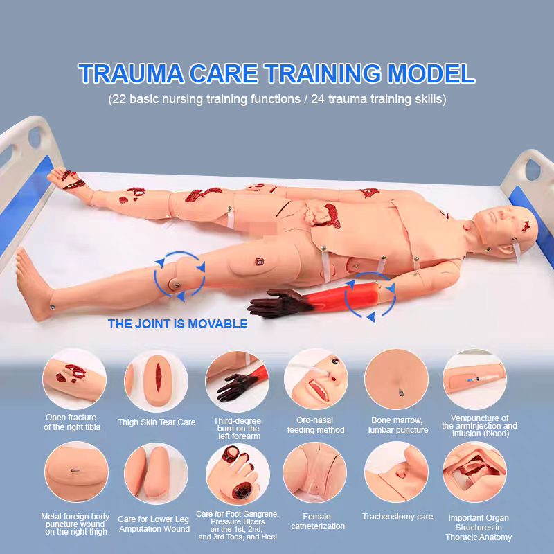 Full Function Trauma Simulator Nursing Manikin Clinical Care Training Model With Wound Assessment Resources For Emergency Center