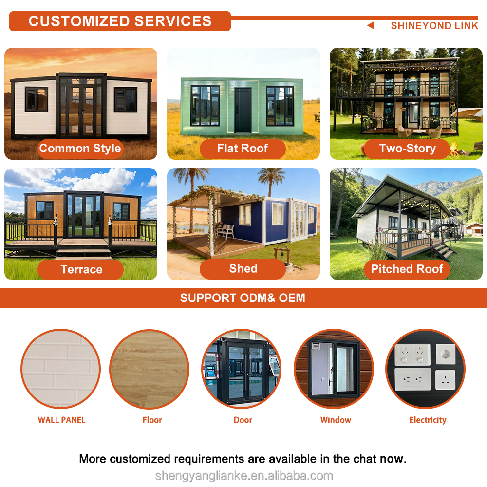 Golden Supplier SY Steel Double-wing Flat Roof Insulation Prefabricated Flatpack Container House Expandable Modular Contemporary