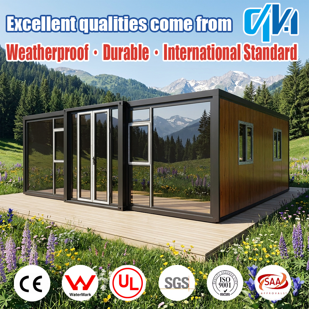 Fully Equipped Waterproof Fireproof Prefabricated 20ft 40ft Living Tiny Office Modular Folding Expandable Container House