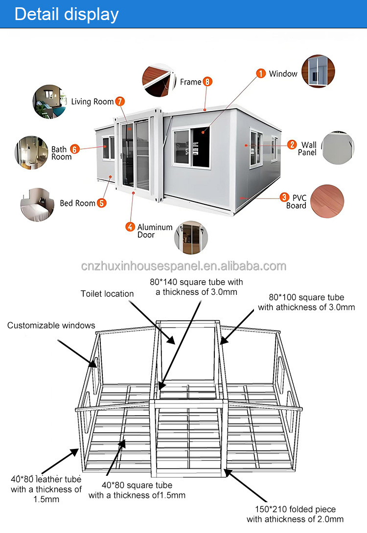 Double Wing Expandable 40ft Contemporary Sandwich Panel Container House Mobile Classroom with Teacher Housing