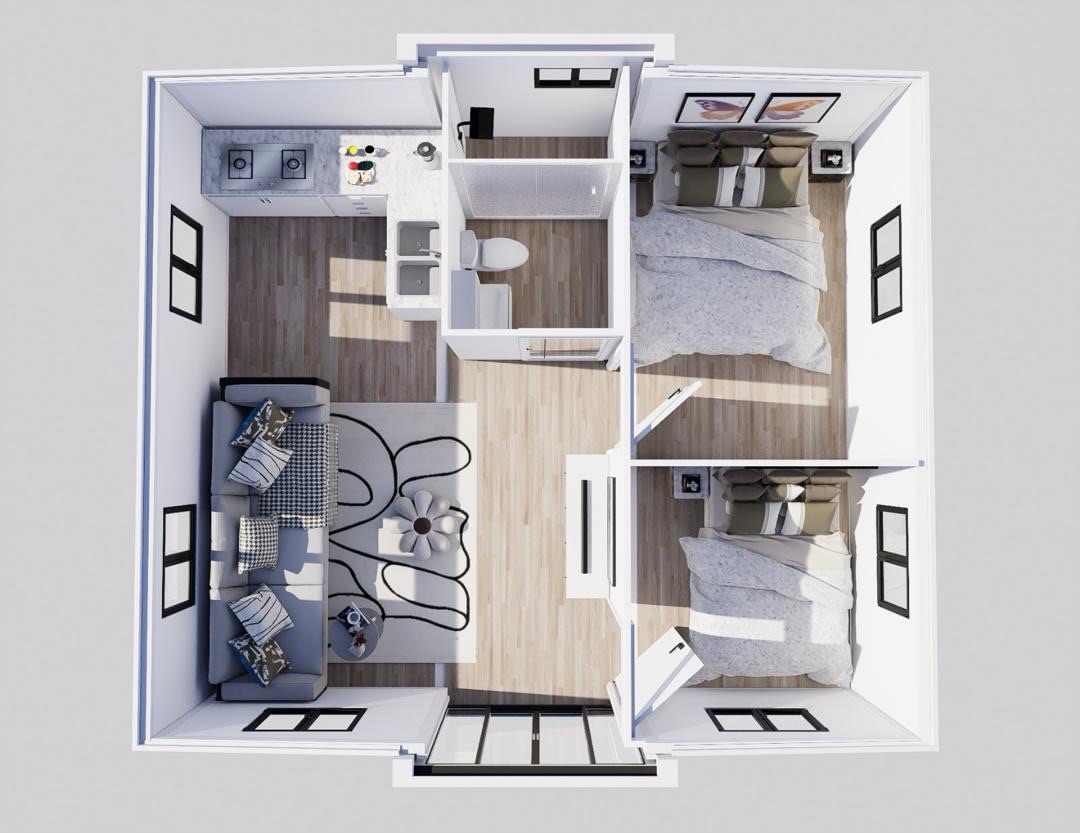 Ready Made 2-5 Bedroom Prefabricated 20ft Container House Modular Folding Expandable Apartment &amp; Hotel Tiny Home