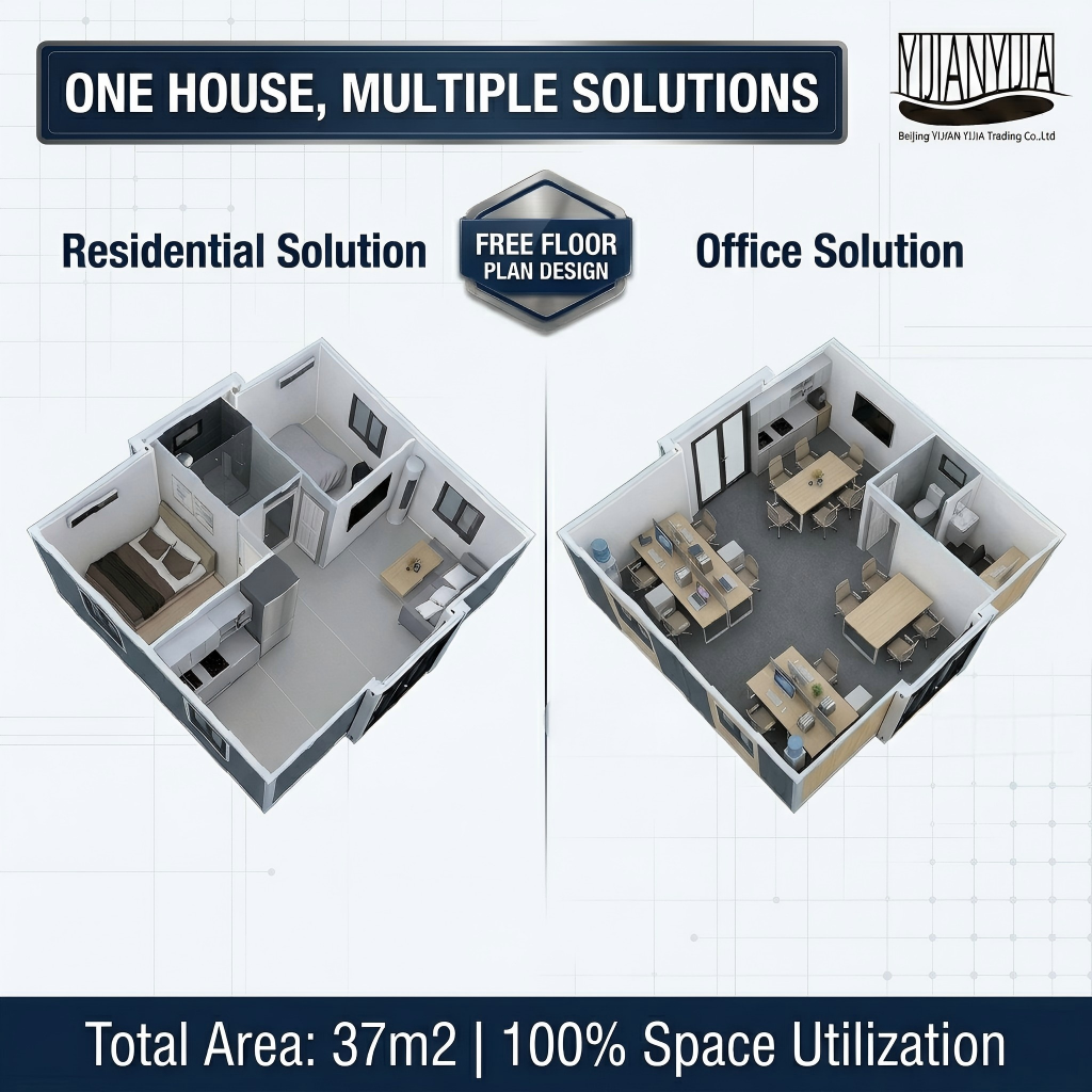 20ft Expandable Container House-Eco-Friendly Durable Prefabricated Cabin for Office Building/Warehouse/Courtyard Use Fast