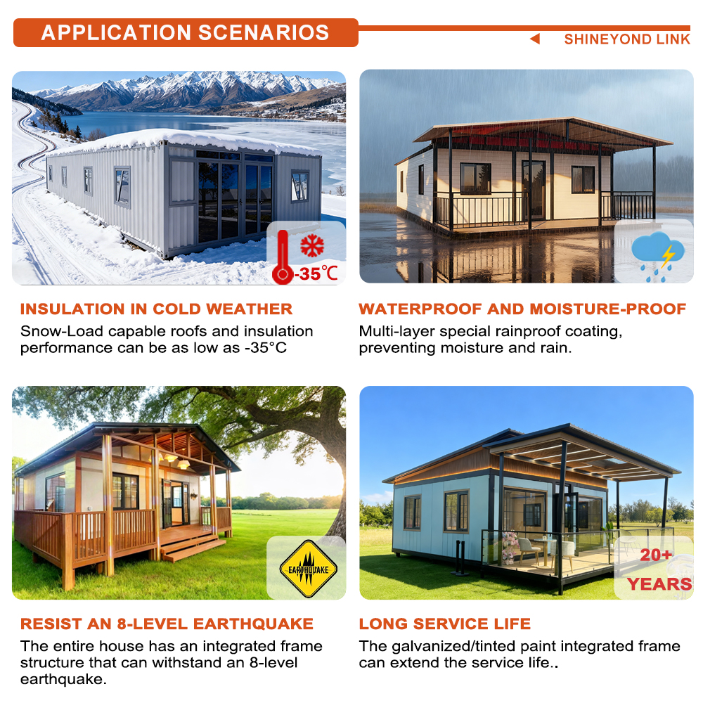 Golden Supplier SY Steel Double-wing Flat Roof Insulation Prefabricated Flatpack Container House Expandable Modular Contemporary