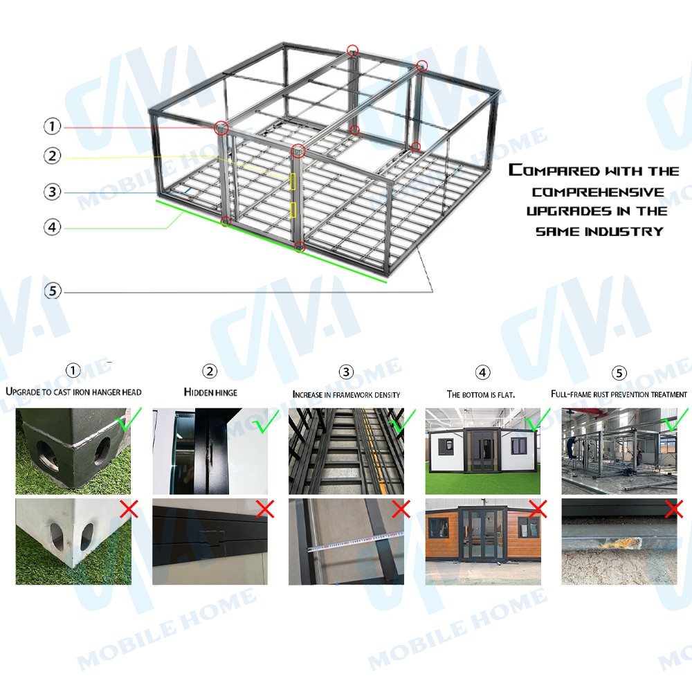 Fully Equipped Waterproof Fireproof Prefabricated 20ft 40ft Living Tiny Office Modular Folding Expandable Container House
