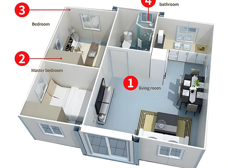 Prefabricated Container House Expandable Tiny Home Portable Foldable 20ft 40ft Mobile Modular Modern Breathable Living Room