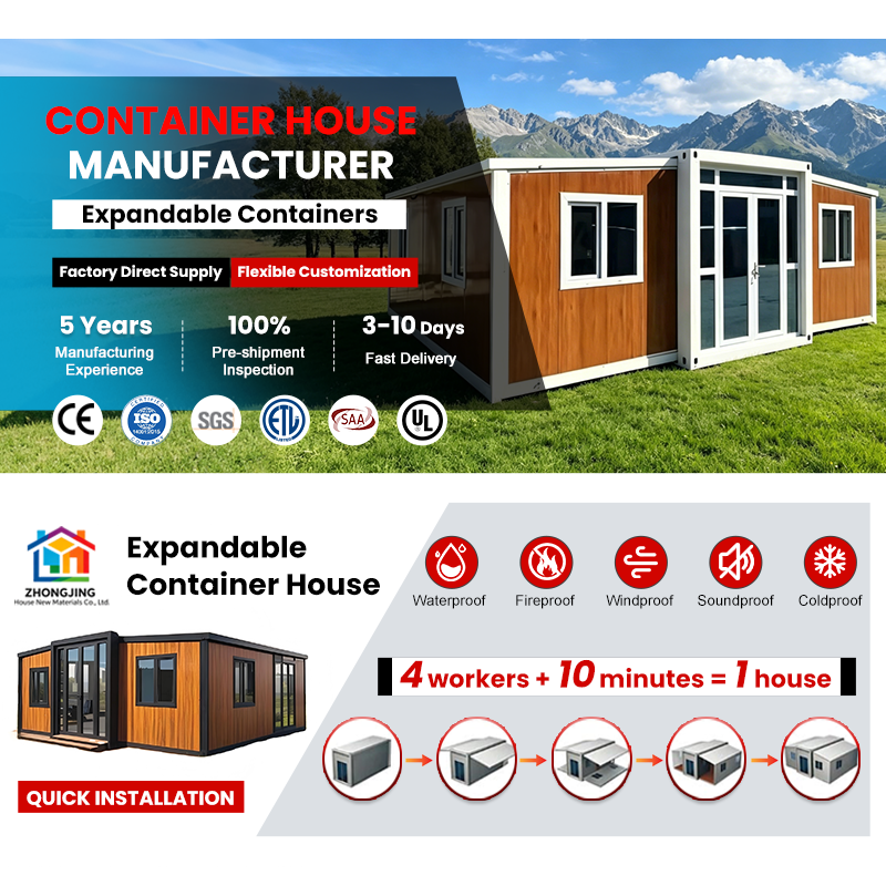 Space Saving 20ft Flat Pack Prefabricated Building for School Classroom and Public Service Center Expandable Container House
