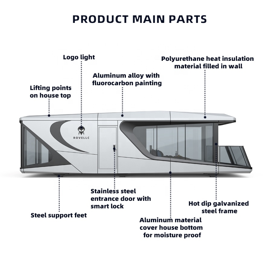 Luxury Prefabricated Modular Tiny Commercial Space Mobile Modern Capsule House Airship Pod Capsule Room For Living Resort
