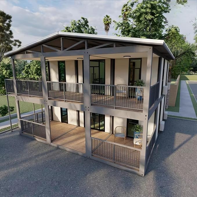 2-Story Prefabricated Expandable Steel Container House Tiny Home Structure Detachable Frame Tiny Homes for Sale