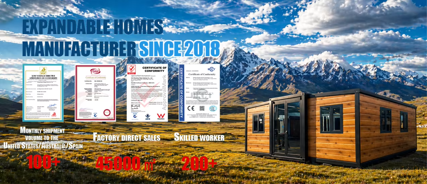 Fully Equipped Waterproof Fireproof Prefabricated 20ft 40ft Living Tiny Office Modular Folding Expandable Container House
