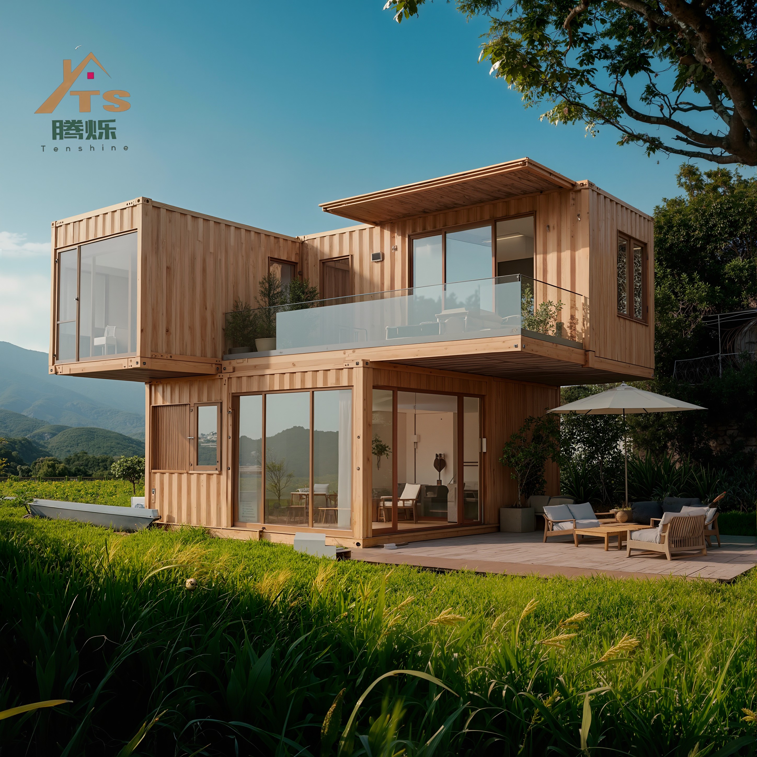 Contemporary Design Folding Villa Prefabricated Tiny House Finished Container Home with Sandwich Panel in Steel Wood for Hotels