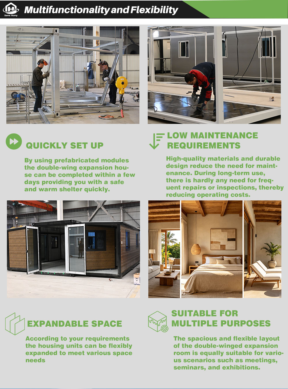 Folding Expandable Container House Large Space Easy Assemble Prefabricated Modular Home Mobile Office Work Pod with CE ISO