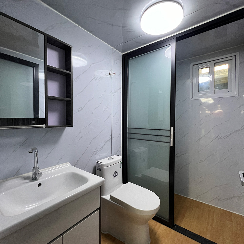 Completed container house installation display