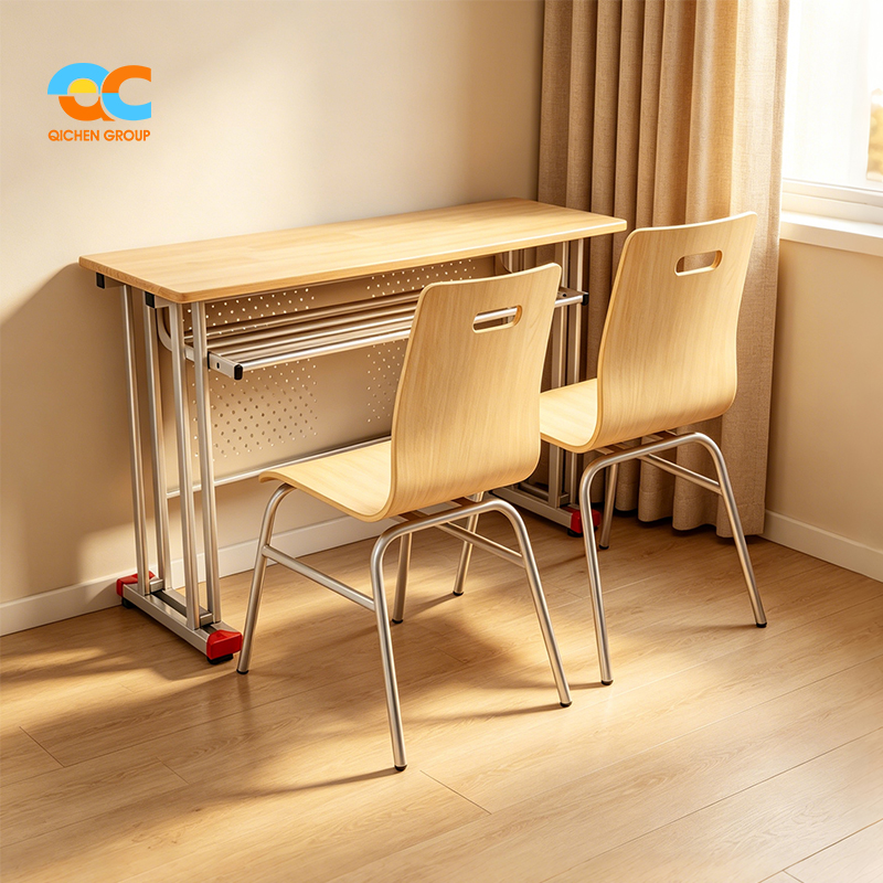 Factory Direct Manufacturer Mobile Space Saving Foldable Ergonomic Double School Desk and Chair Set for Classroom