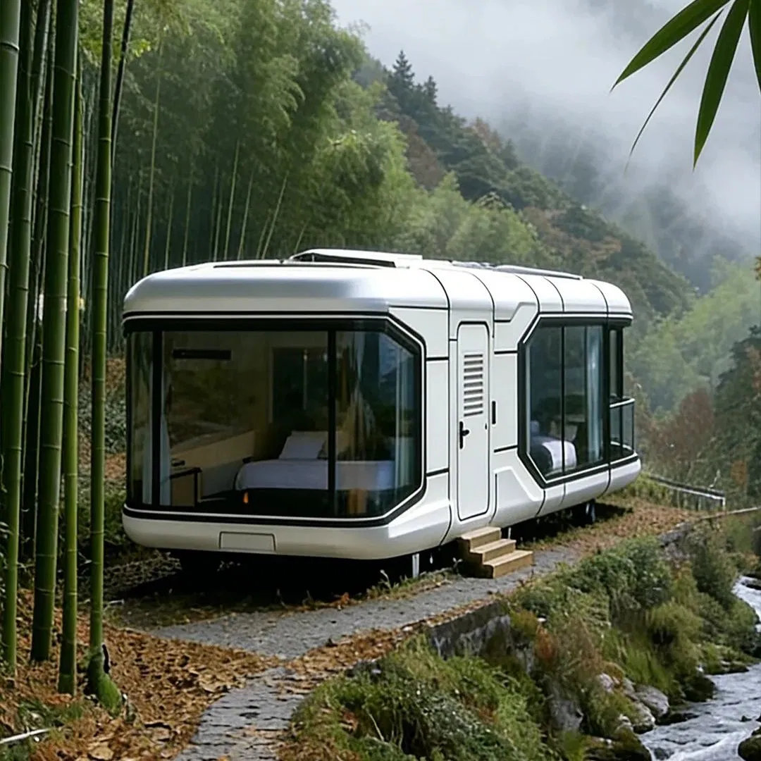 High Quality Expandable Prefab Space Capsule Mobile House with Panoramic Windows for Glamping