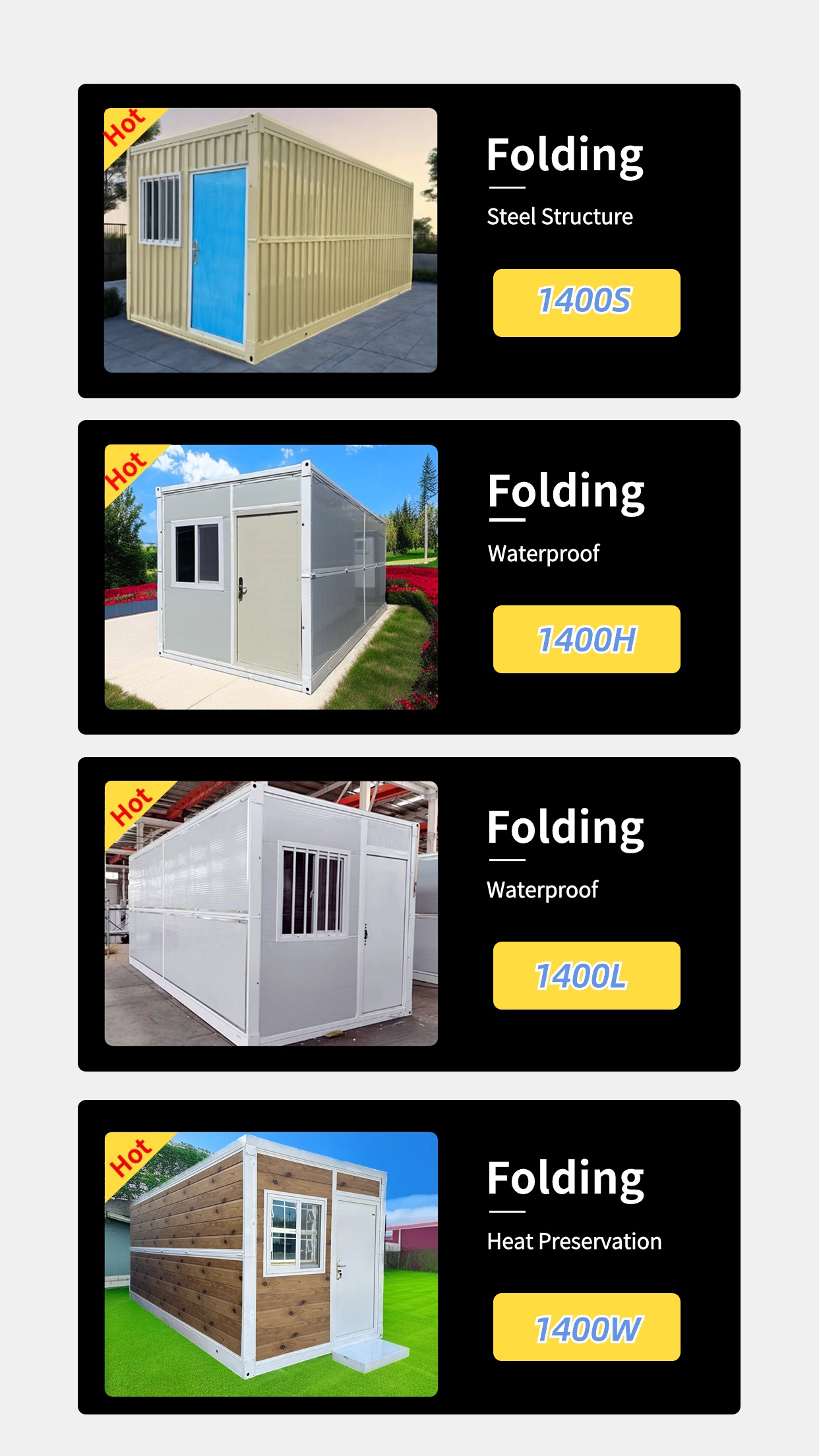 Folding container house exterior view
