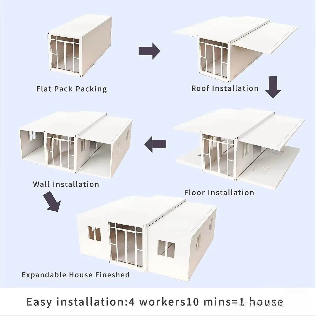 Innovative Portable Expandable Container House with Modern Design for Versatile Camping and Home Office Use