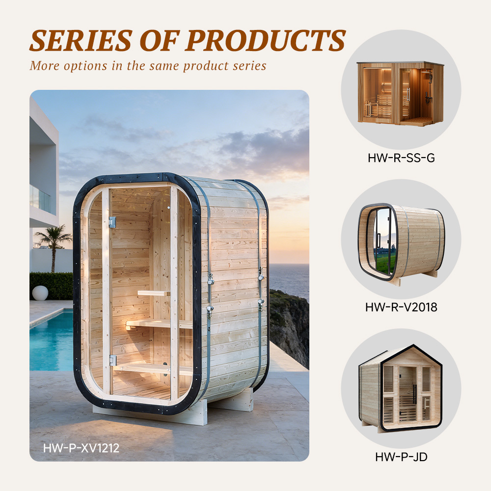 Luxury Outdoor Pod Sauna Room With Full Glass Front Thermowood Backyard Garden Home Wellness Retreat Cabin
