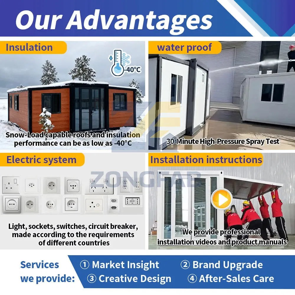 Steel Tiny Portable Two Wing Expandable Prefab Prefabricated Container House Home Construction Seaside Beach Resort Vacation Campsite Camp Project