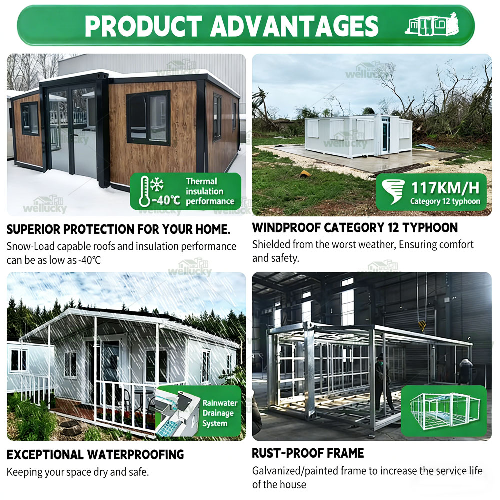 Prefabricated Mobile Housing Unit for Camps Workspace Temporary Accommodation Fold Out Container Home Expandable Container House