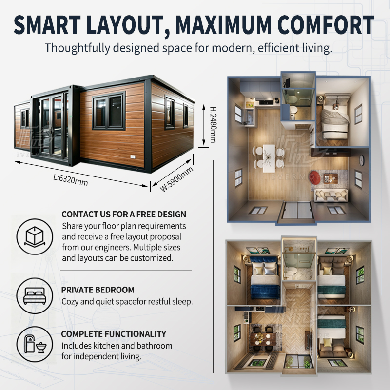 20FT Expandable Modular Portable Tiny House Container Home for Residential Housing and Vacation Living