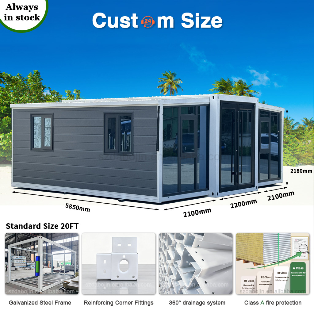 Fully Equipped Expandable Prefab Container House 2-4 Bedrooms Full Bathroom Modular Foldable Backyard