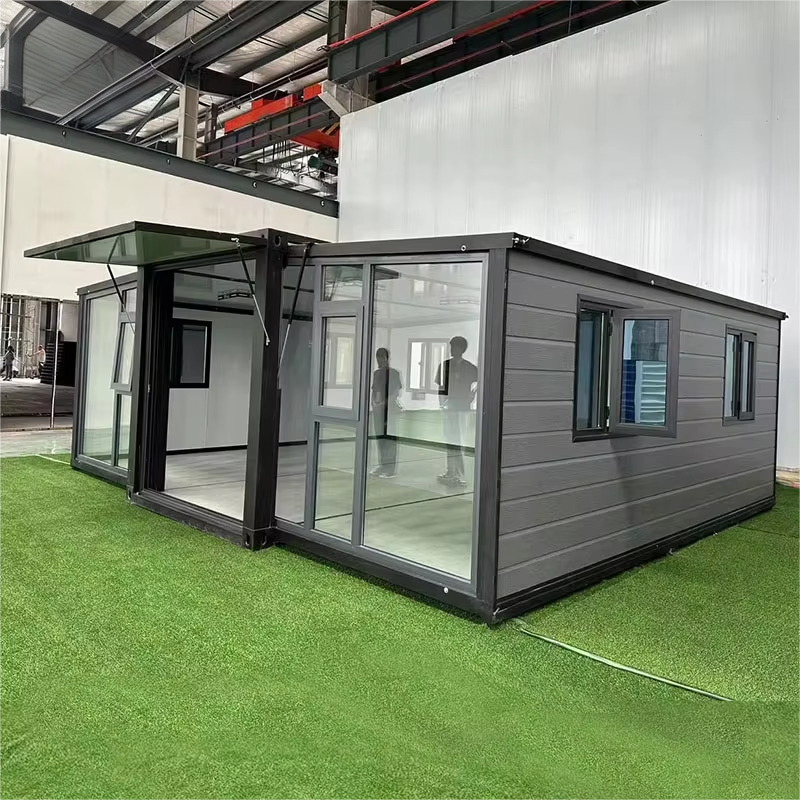 Hot Sale 40ft Expandable Prefabricated Steel Modern Villa 2 Rooms Bedroom Kitchen Bathroom Container House Sandwich Panel