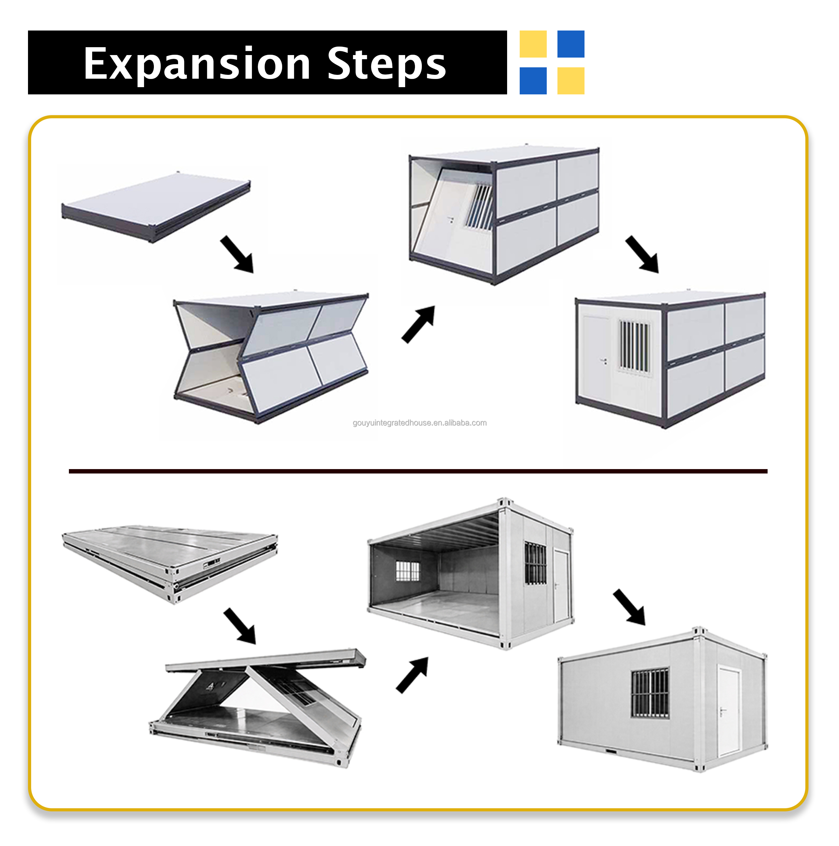 Portable Foldable Expandable Containerized Office Buildings Shipping Warehouse Container Houses Galvanized Steel Modern Design 5