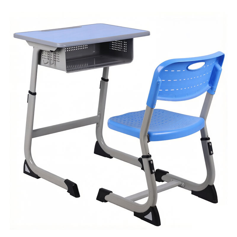 Durable Eco-friendly Metal Frame C-Type Student Desk And Chair Single School Desk Set For Classroom Learning