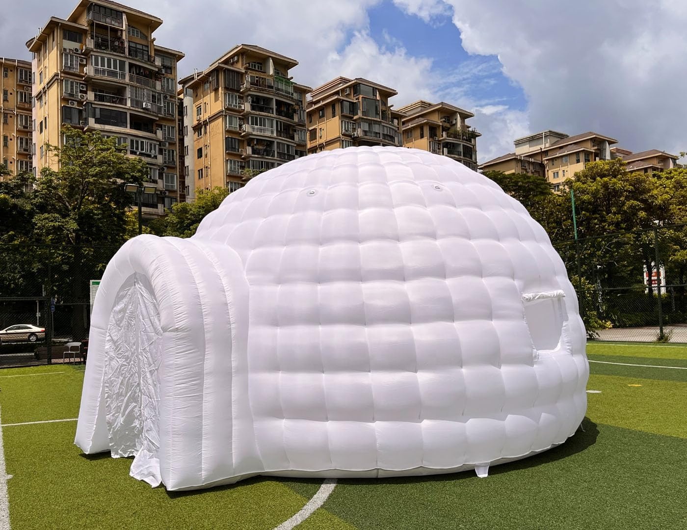 Outdoor Portable Inflatable Igloo Tent LED Lights 2 Windows 16.6 X 11.9 Ft Customizable Size Color Party Wedding Camping Shelter