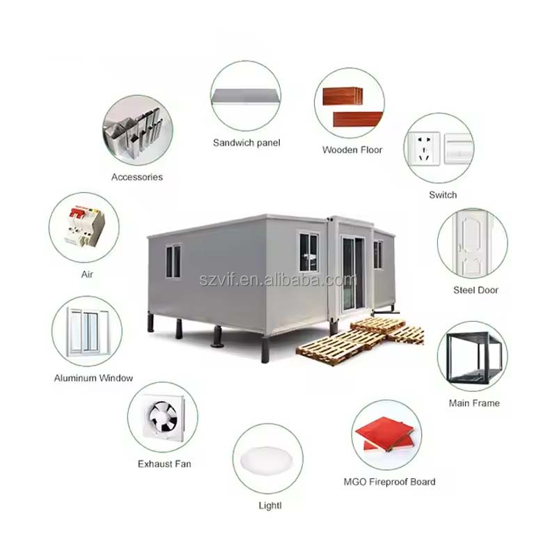 Steel Structure Expandable Shipping Container House 3 Bed Living House Container 3 Rooms With Glass