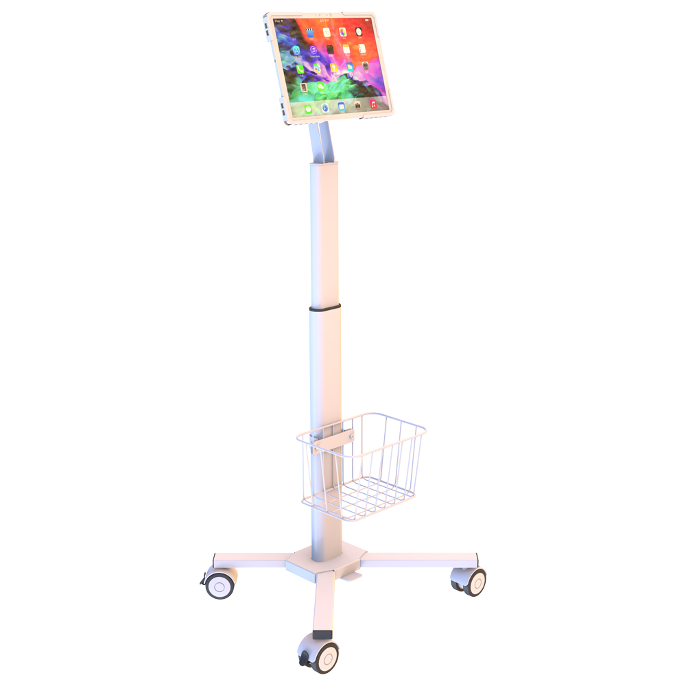 Medical Mobile Gas Spring Workstation Cart Height Adjustment Medical Emergency Trolley For Sale Hospital Tablet Laptop Stand