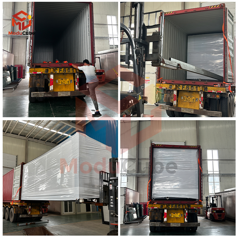 Moducube Ready-Made Glass Curtain 20FT Expandable Container House Modular Home Villas with Toilet for Office Use
