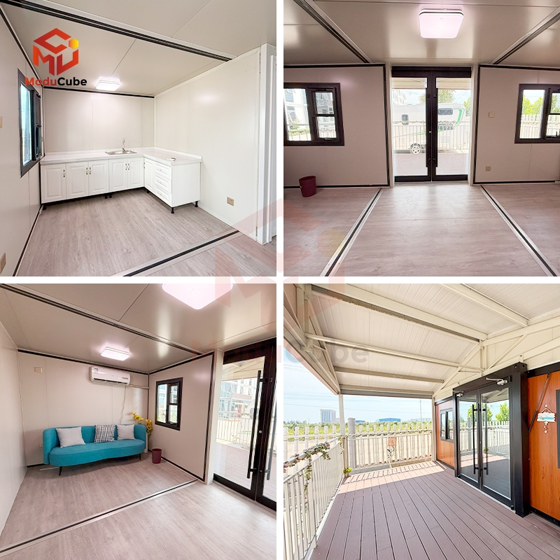 Moducube Ready-Made Glass Curtain 20FT Expandable Container House Modular Home Villas with Toilet for Office Use
